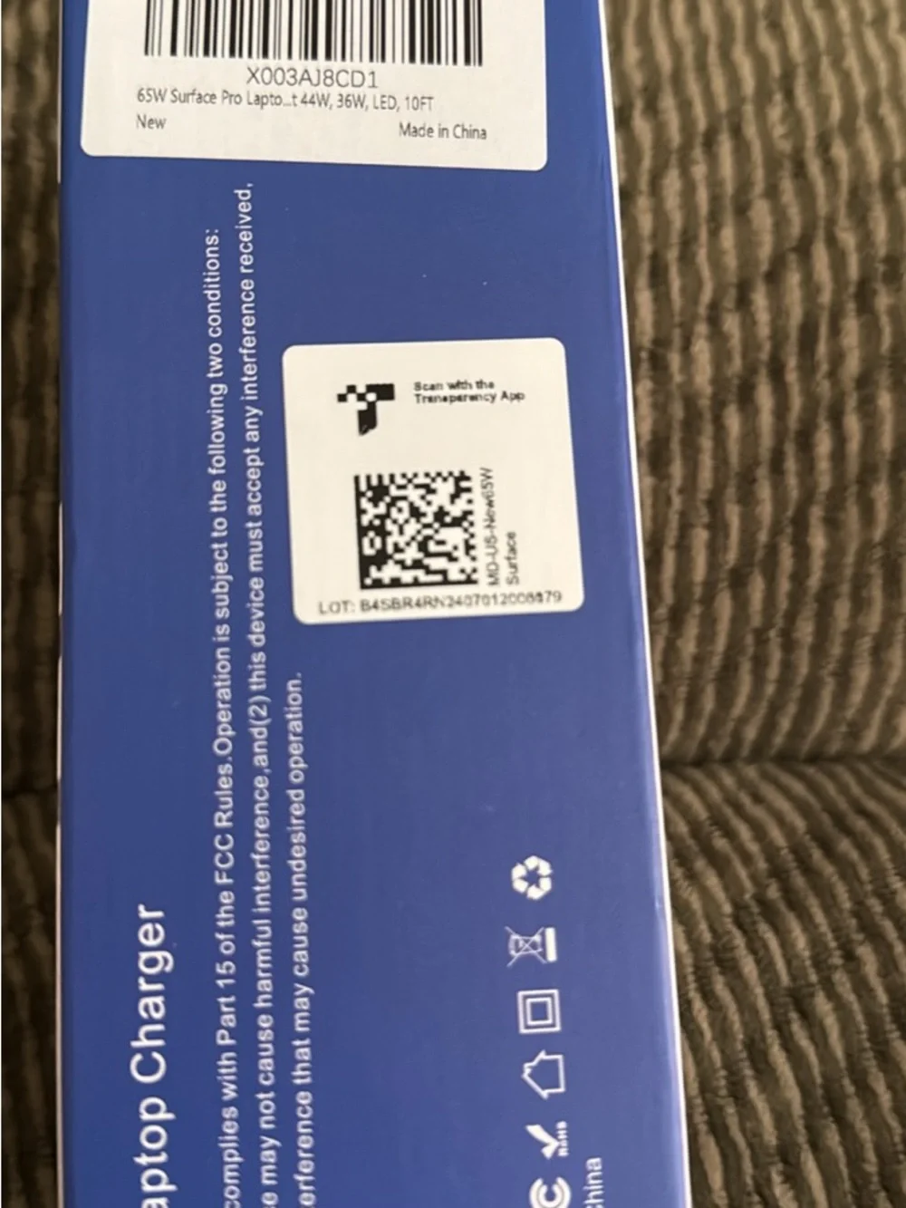 NEW Original Quality 65W Laptop Charger, Pro/Laptop/Book/Go, never opened